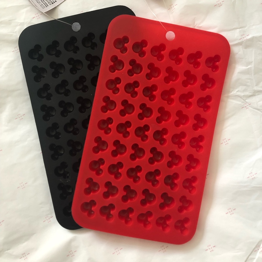 Daiso mini Disney ear silicone ice tray. 2 trays- Red and black